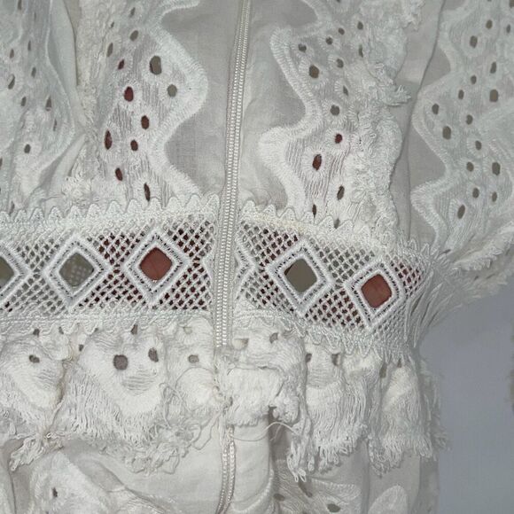 Galita Boho Eyelet Tiered Cotton Mini Dress White Size Large NWT - Picture 7 of 11